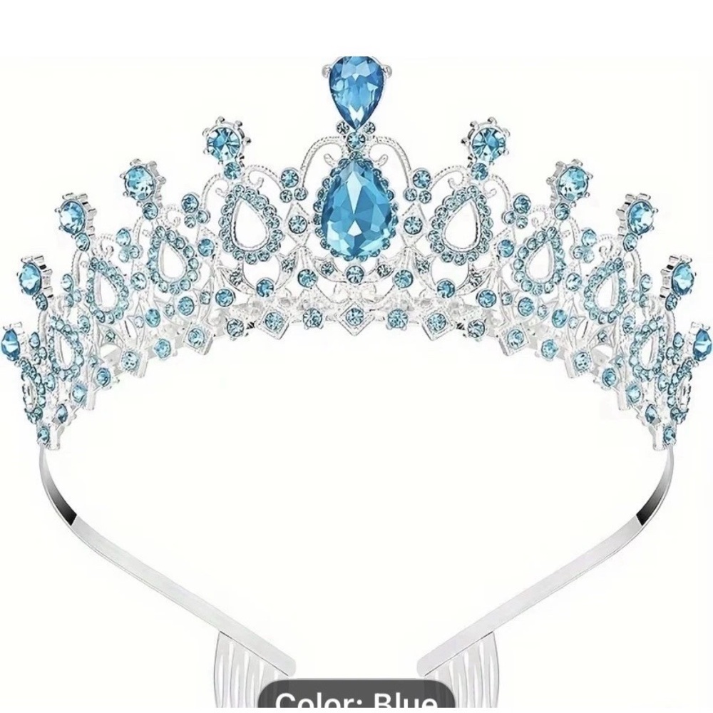 Frozen Elsa inspired Blue Gems & Sparkle Accessory  Metal Tiara 👑 One Size